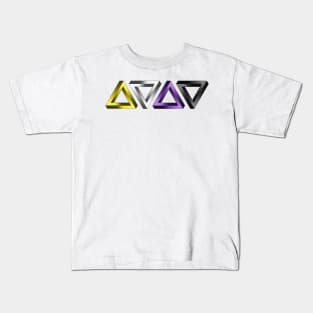 Non-Binary Pride Flag Colored Twisted Triangles Optical Illusions Kids T-Shirt